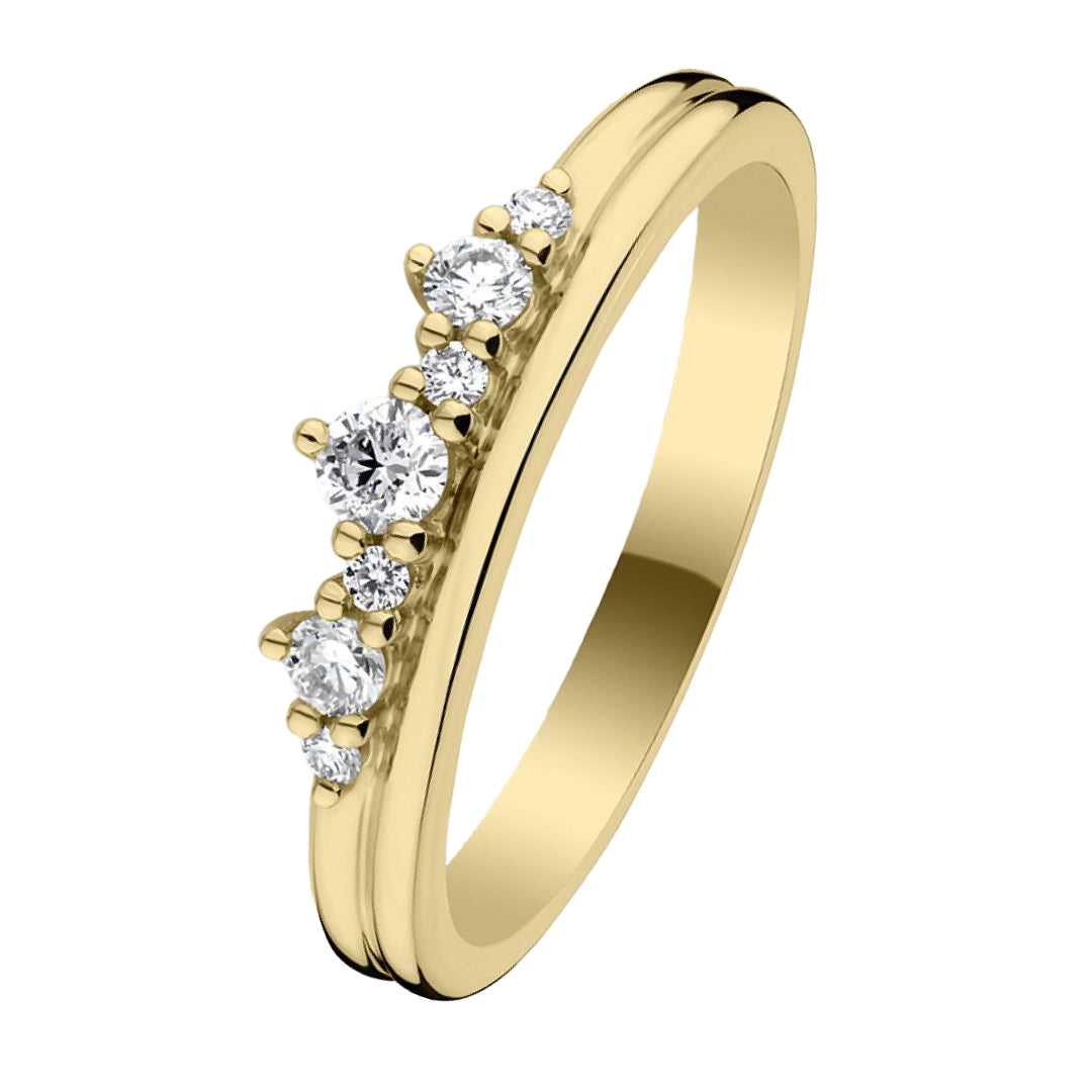 0.21ct Diamond Tiara Wedding Ring in Yellow Gold