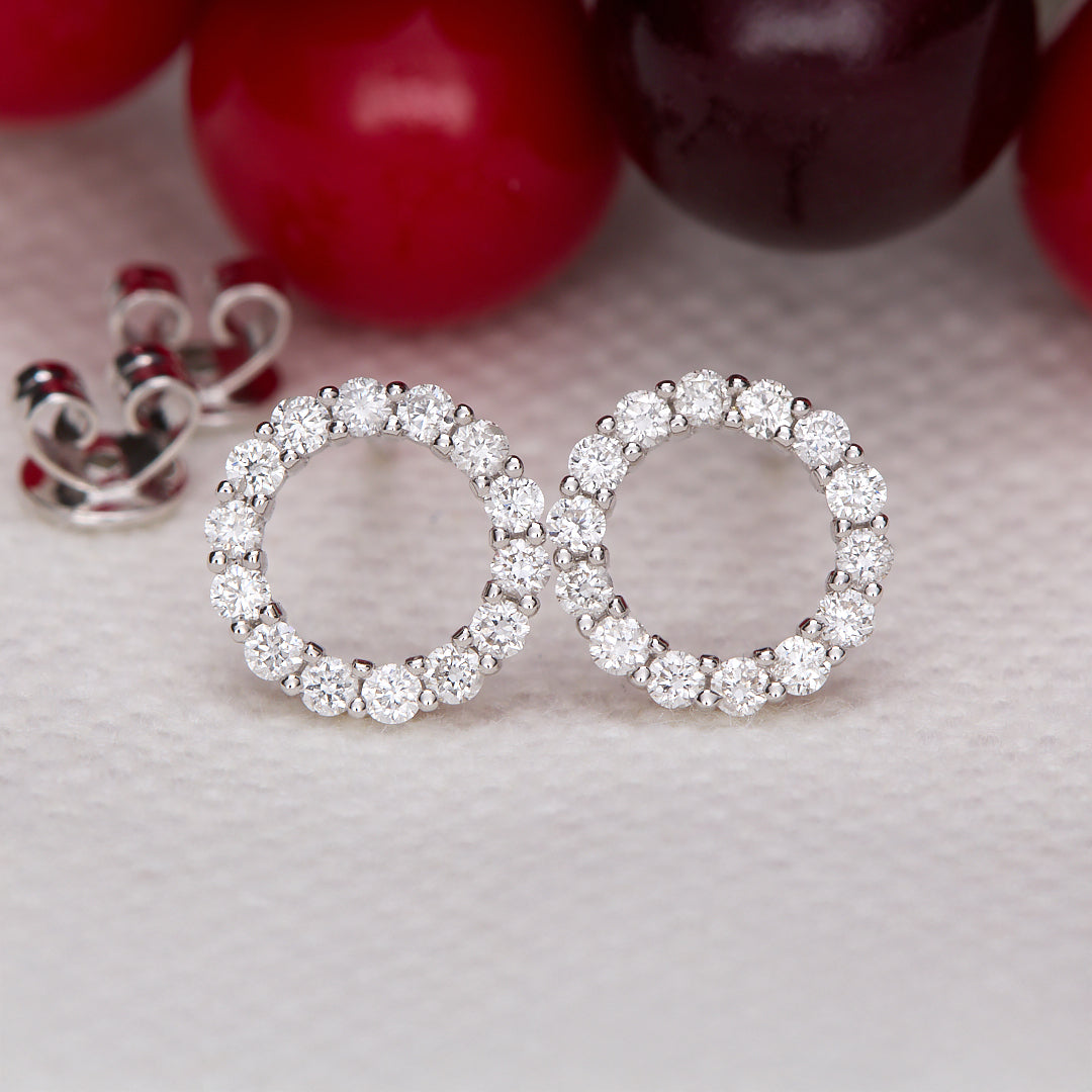 Diamond Circle Stud Earrings