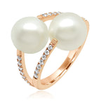 Rose Gold Double Pearl Ring