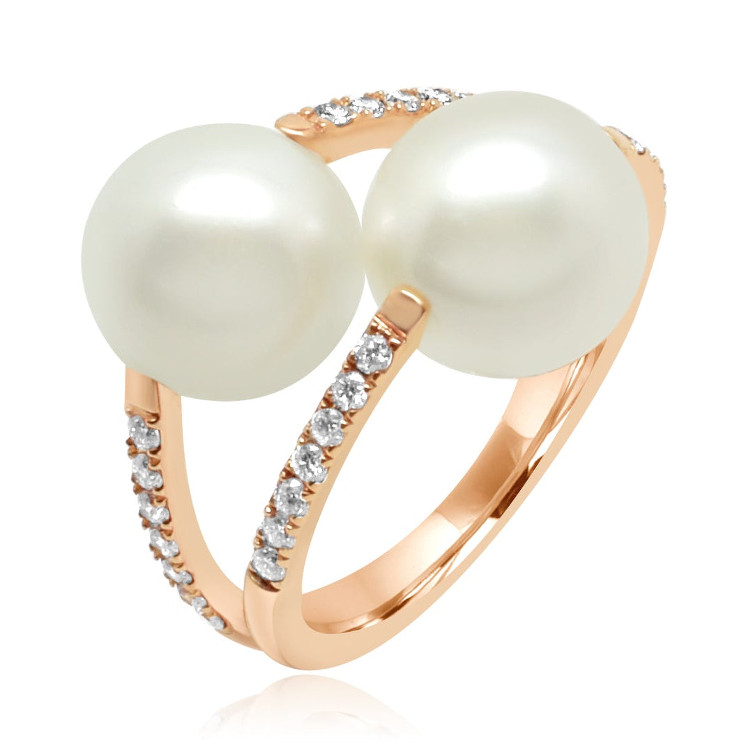 Rose Gold Double Pearl Ring