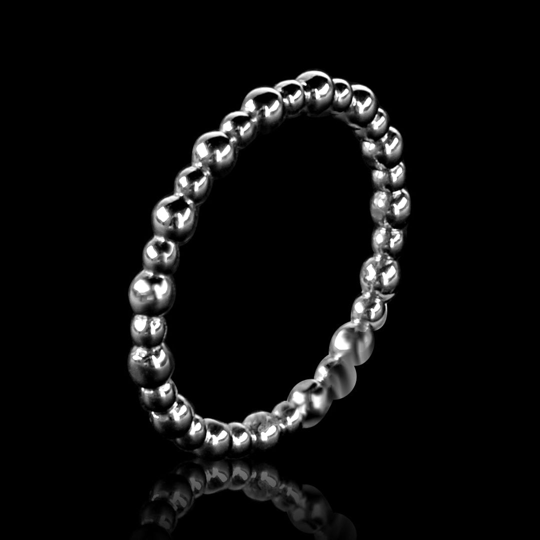 18ct White Gold Bead Ring