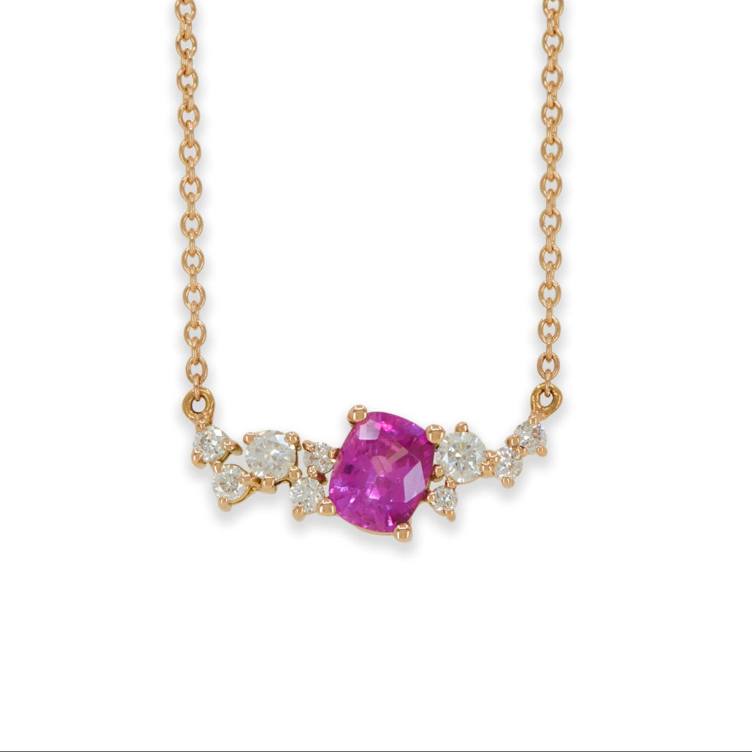 Pink Sapphire & Diamond Scatter Pendant