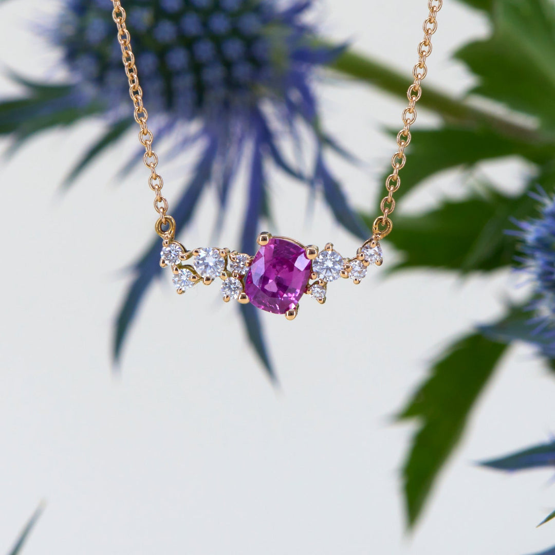 Pink Sapphire & Diamond Scatter Pendant