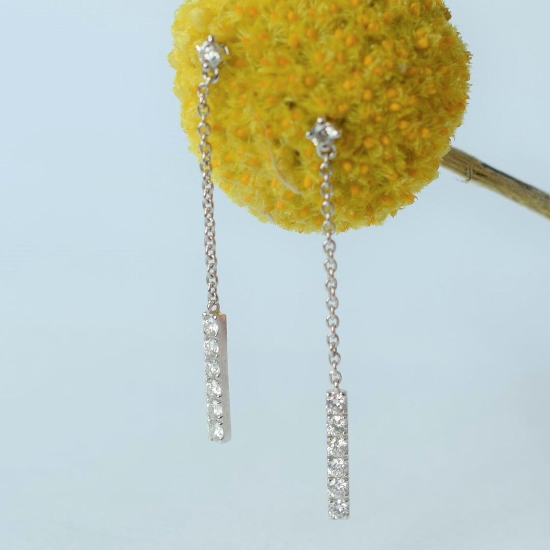 Diamond Bar Drop Earrings