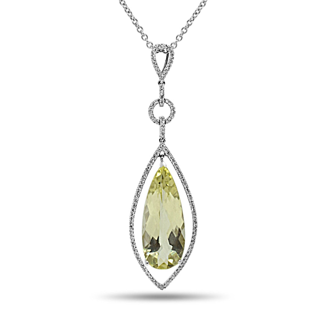 Lemon Quartz Diamond Necklace