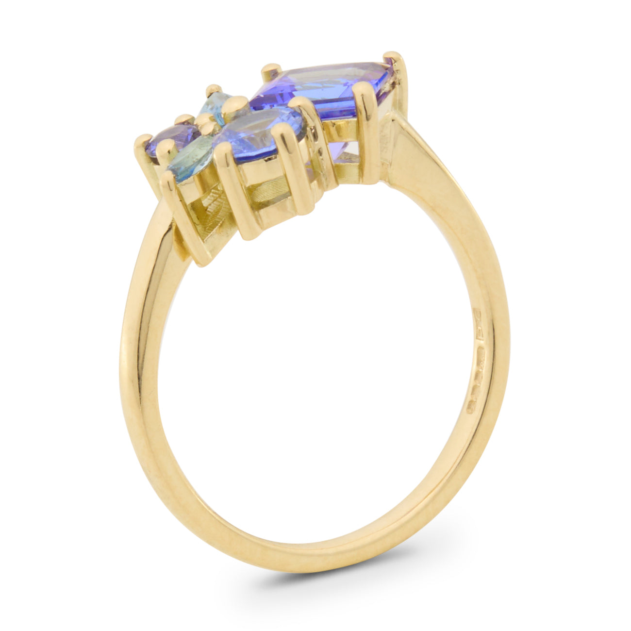 Tanzanite, Sapphire & Aquamarine Cluster Ring