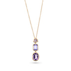 18ct Gold Tanzanite & Amethyst Drop Pendant