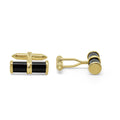 Gold Black Onyx Barrel Cufflinks