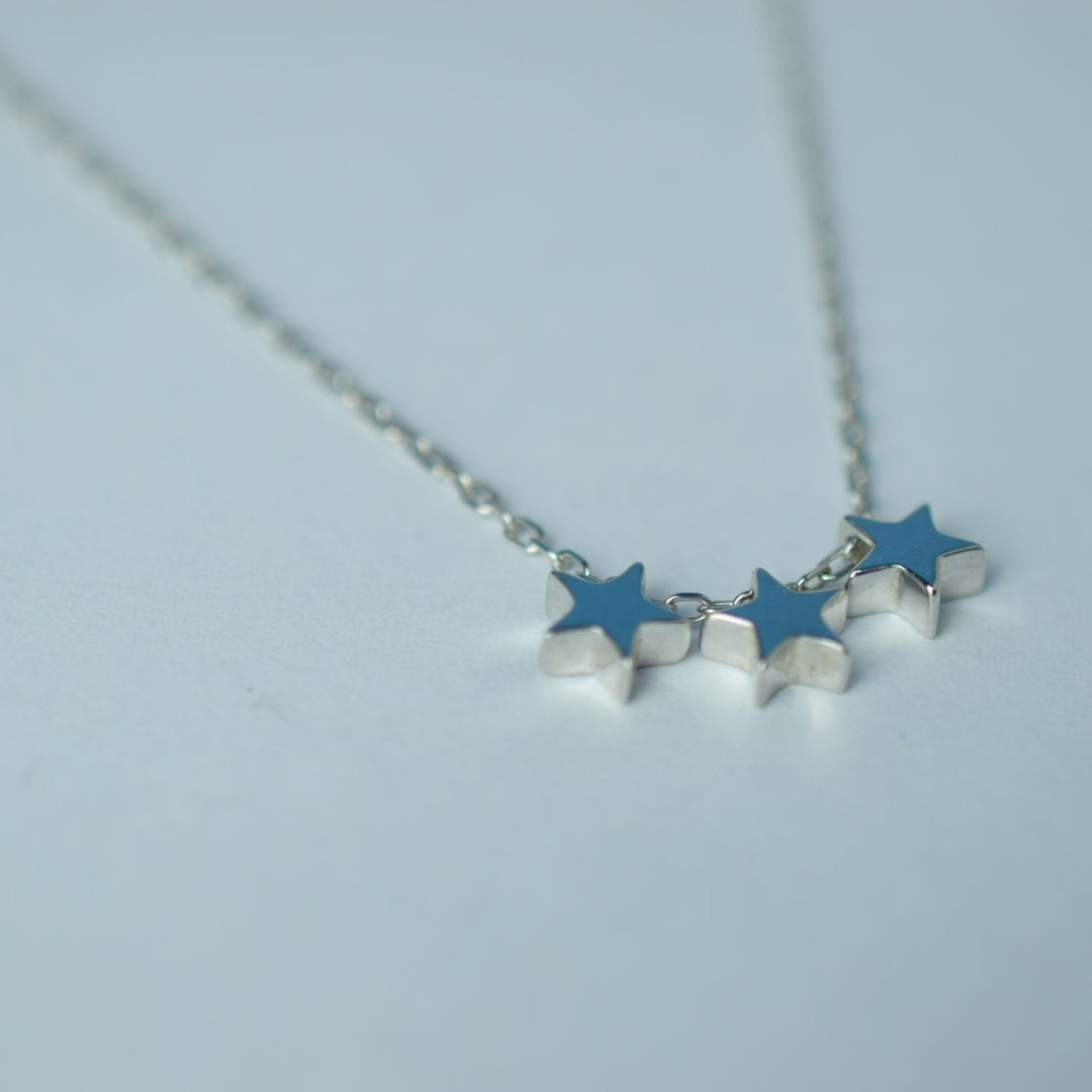 Silver Star Trio Necklace