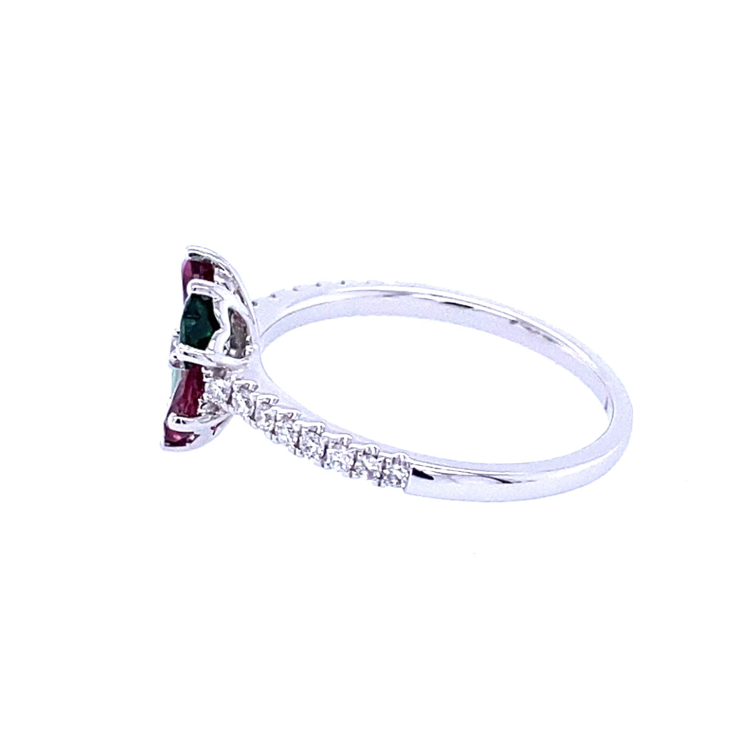 Green Garnet & Tourmaline Cluster Ring