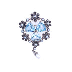 Blue Topaz & Pearl Brooch Pendant