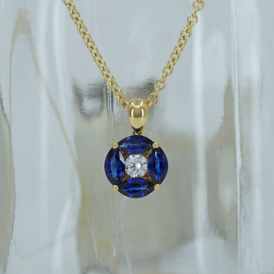 Sapphire & Diamond Cluster Pendant