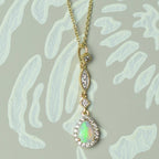 Opal & Diamond Cluster Drop Pendant