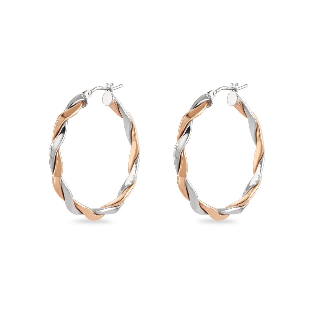 9ct Rose & White Gold Hoop Earrings