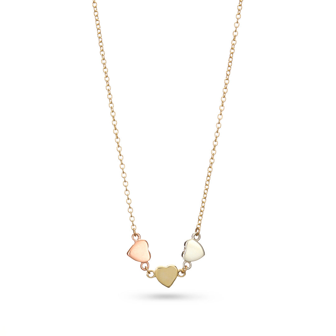 9ct Tri-Colour Gold Heart Necklace