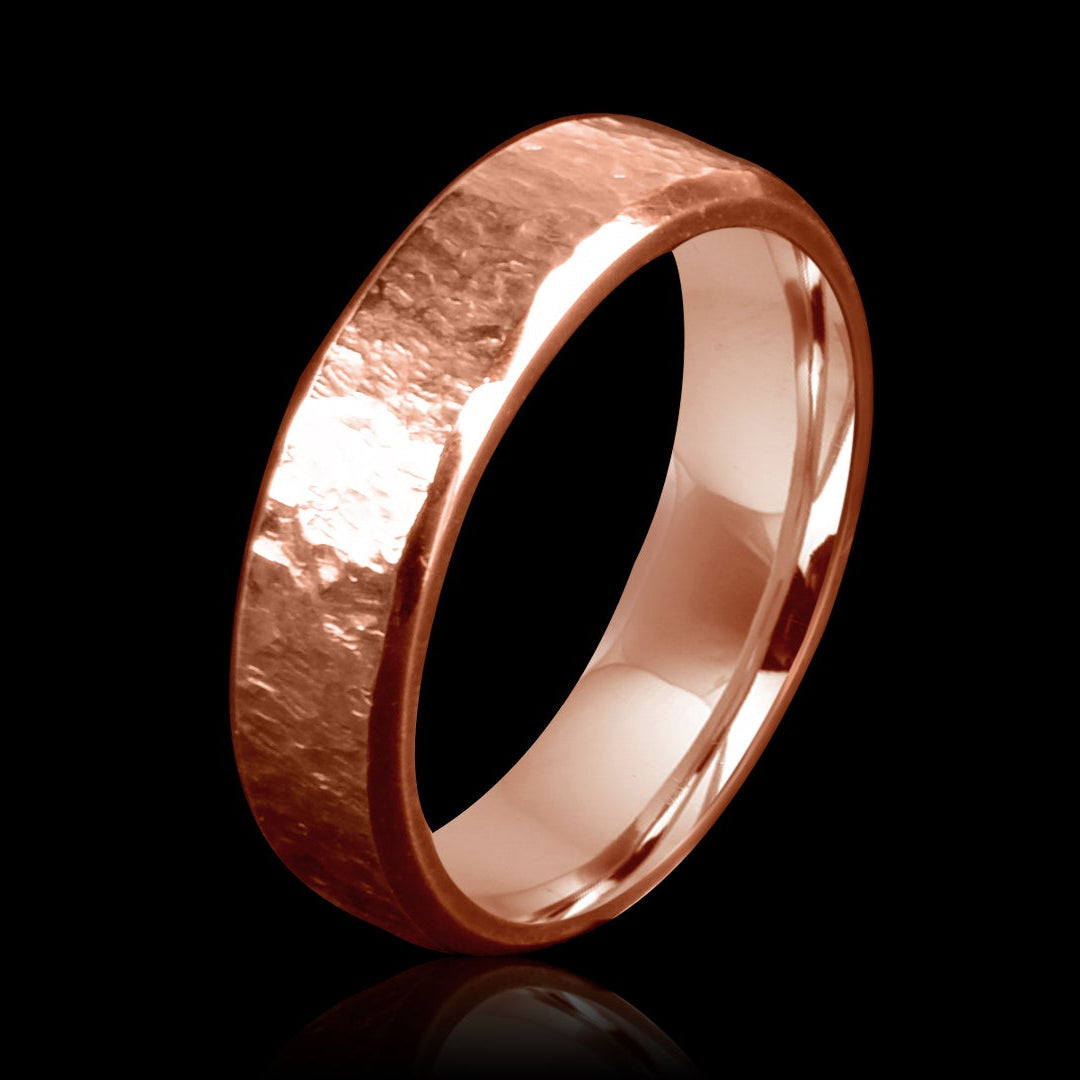 9ct Rose Gold Hammered Wedding Ring