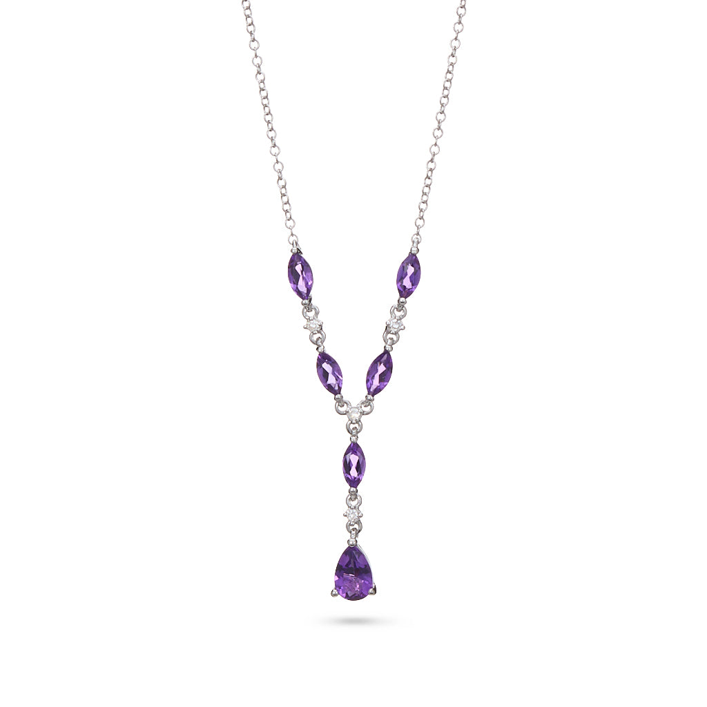 Amethyst & Diamond Drop Pendant