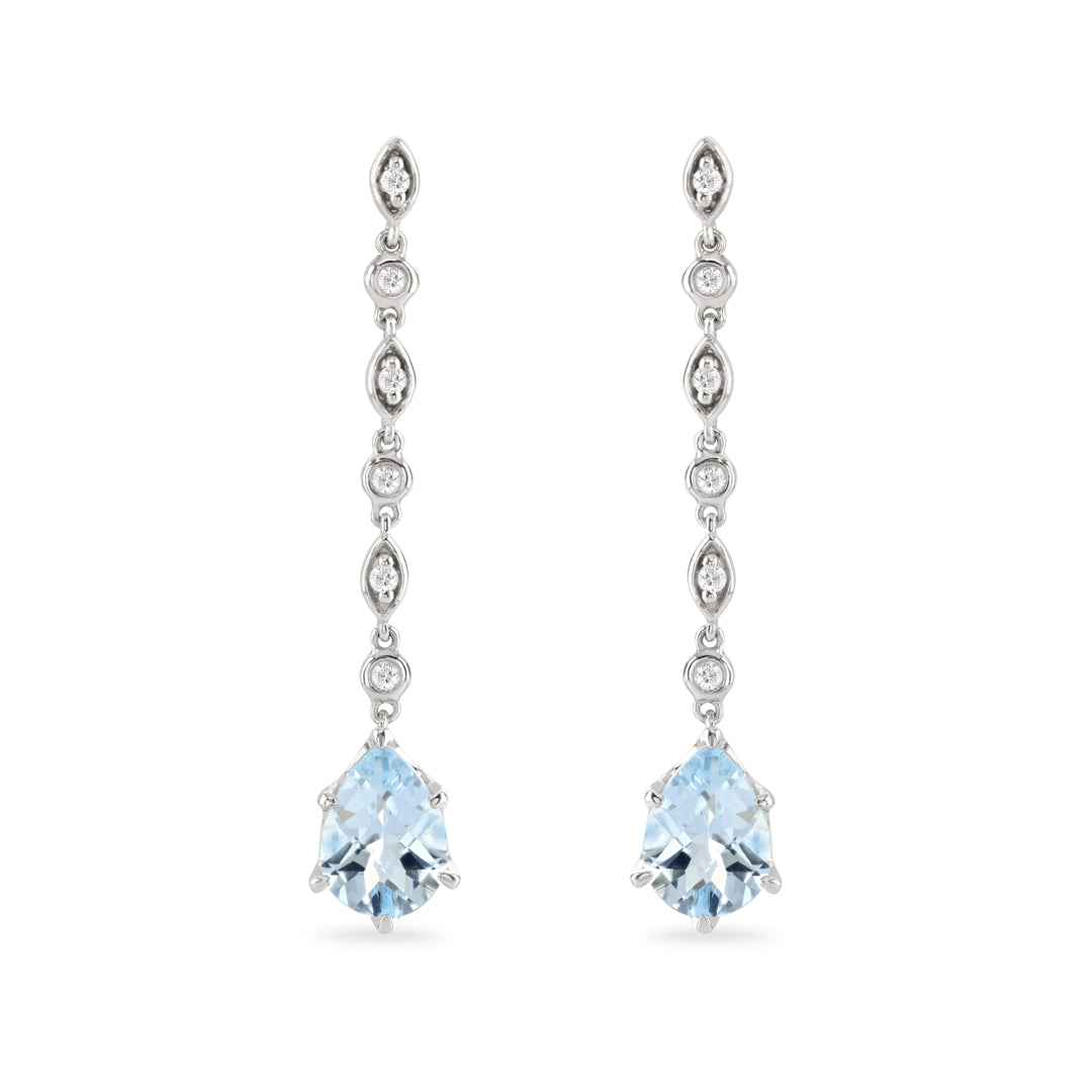 Aquamarine & Diamond Drop Earrings