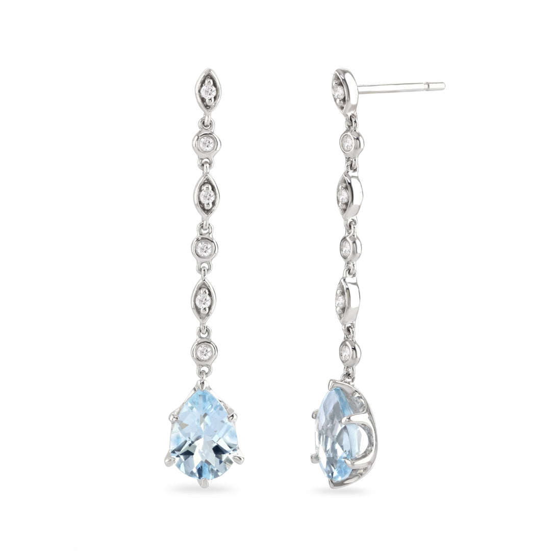 Aquamarine & Diamond Drop Earrings