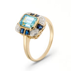 Art Deco Blue Topaz Ring