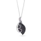 Black & White Diamond Leaf Pendant