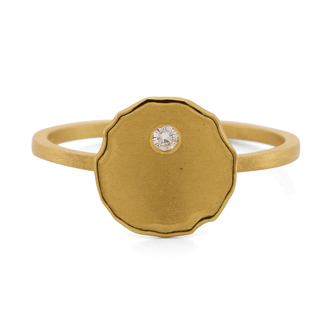 Brushed Gold and Diamond Ring