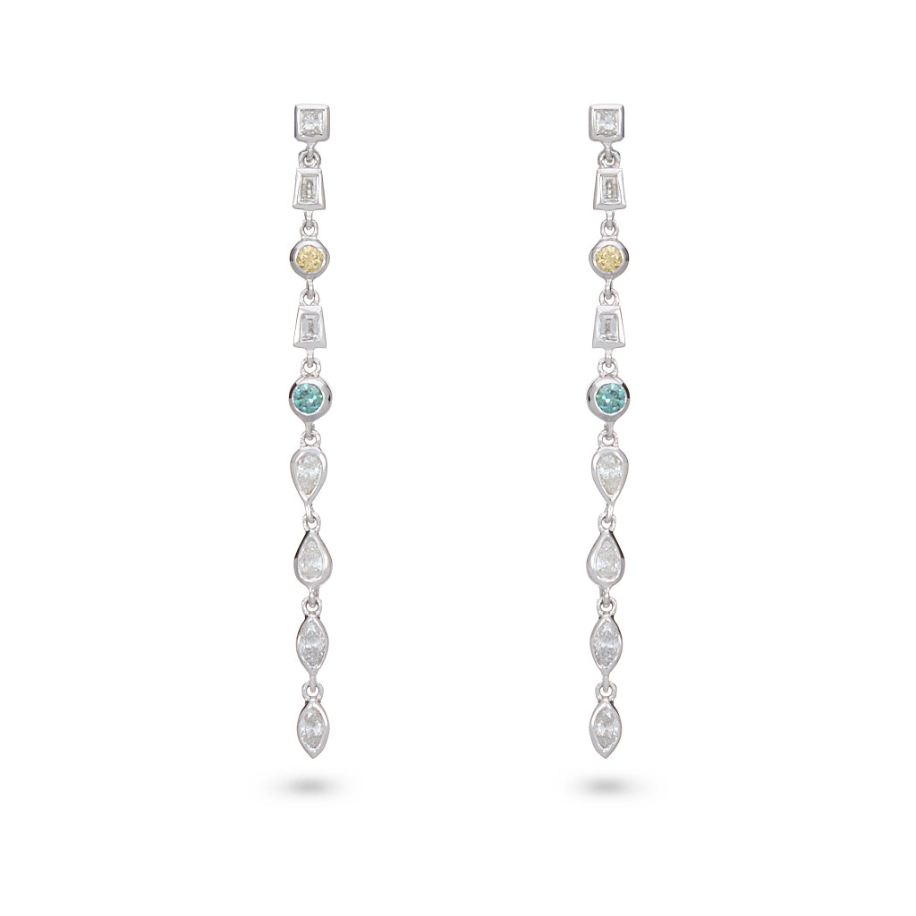Coloured Diamond Drop Earrings