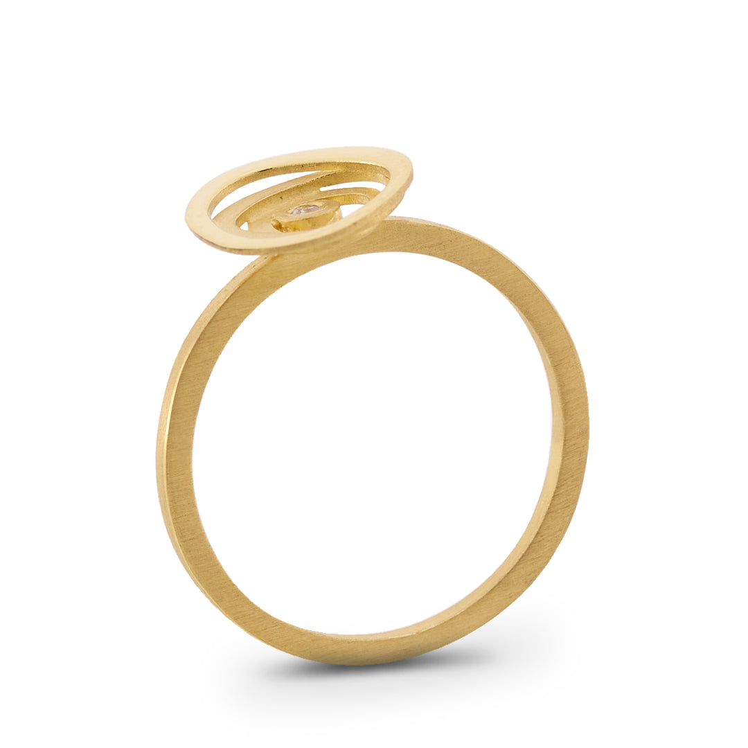 Contoured Gold & Diamond Ring