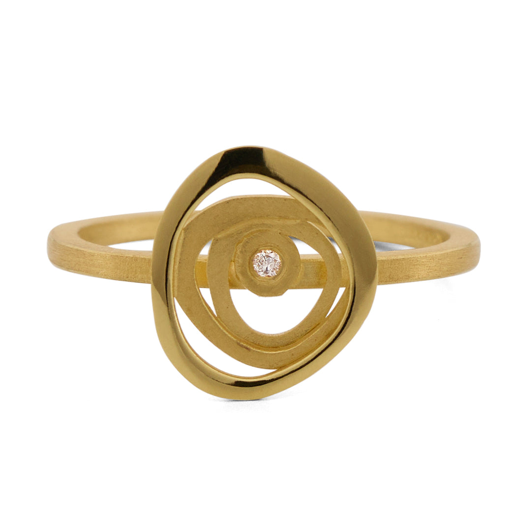 Contoured Gold & Diamond Ring