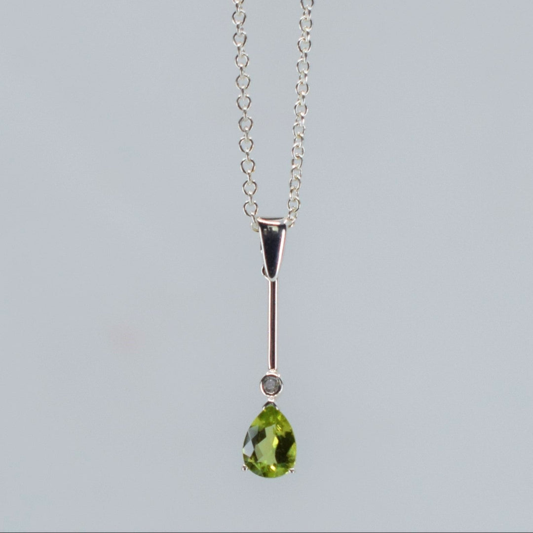 Silver Pear Shaped Peridot Pendant
