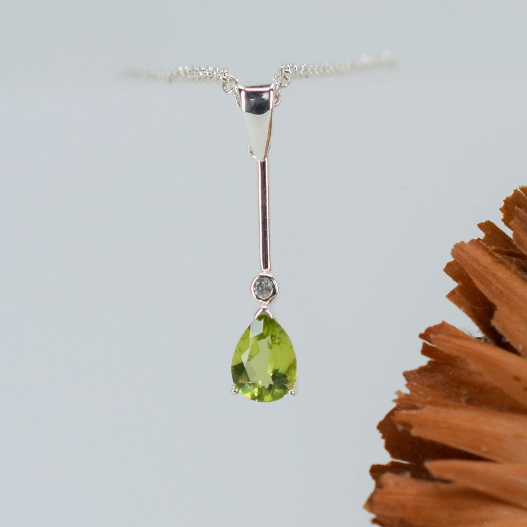 Silver Pear Shaped Peridot Pendant
