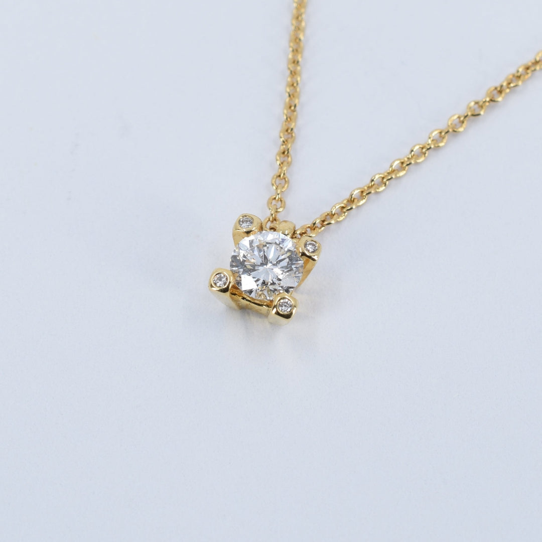 Yellow Gold Diamond Solitaire Pendant
