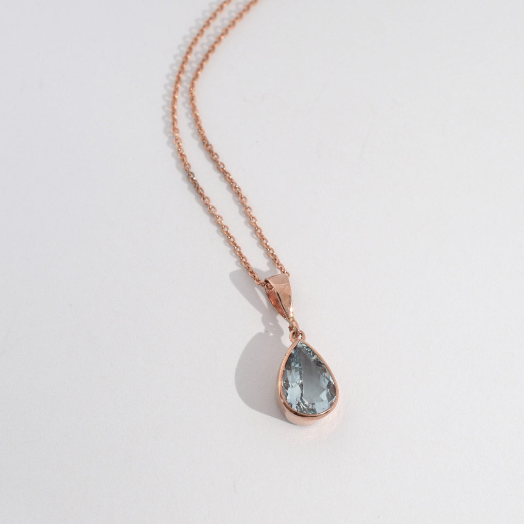 Rose Gold Aquamarine Pendant
