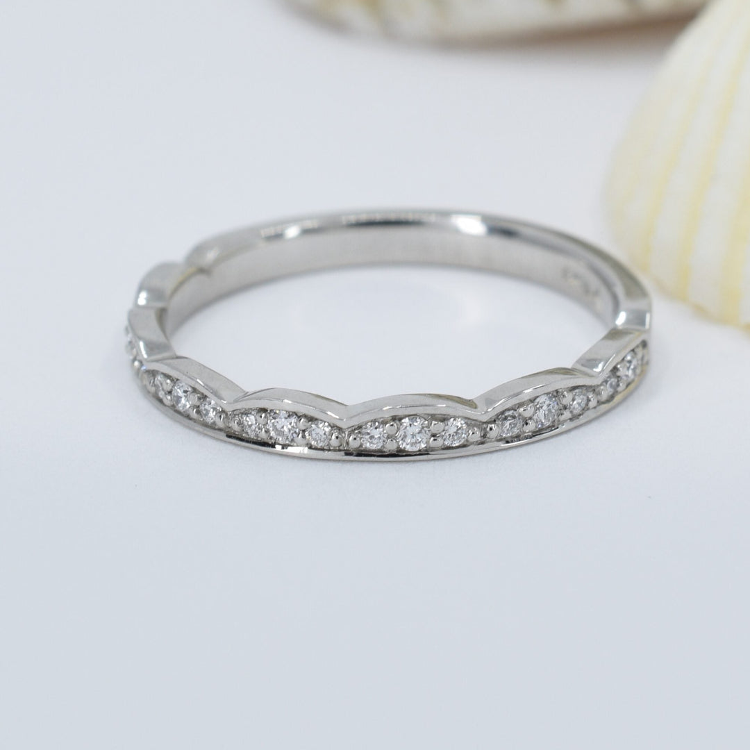 Scalloped Edge Diamond Wedding Ring