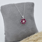 Ruby & Diamond Flower Pendant