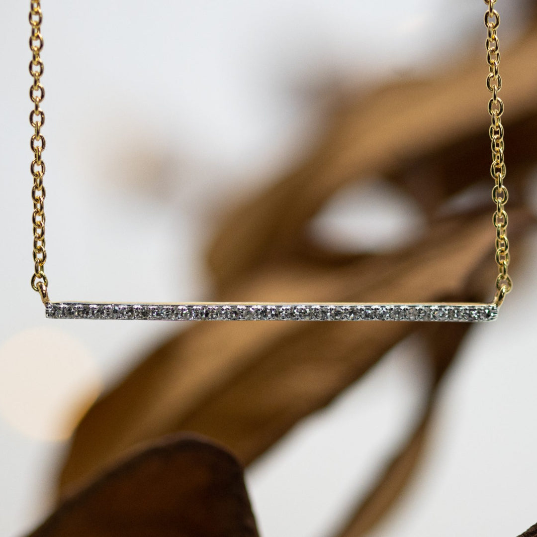 Horizontal Diamond Set Bar Necklace