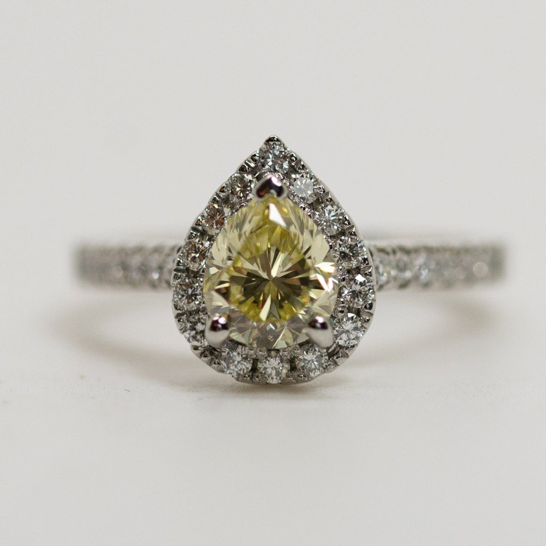 Pear Cut Yellow Diamond Cluster Ring
