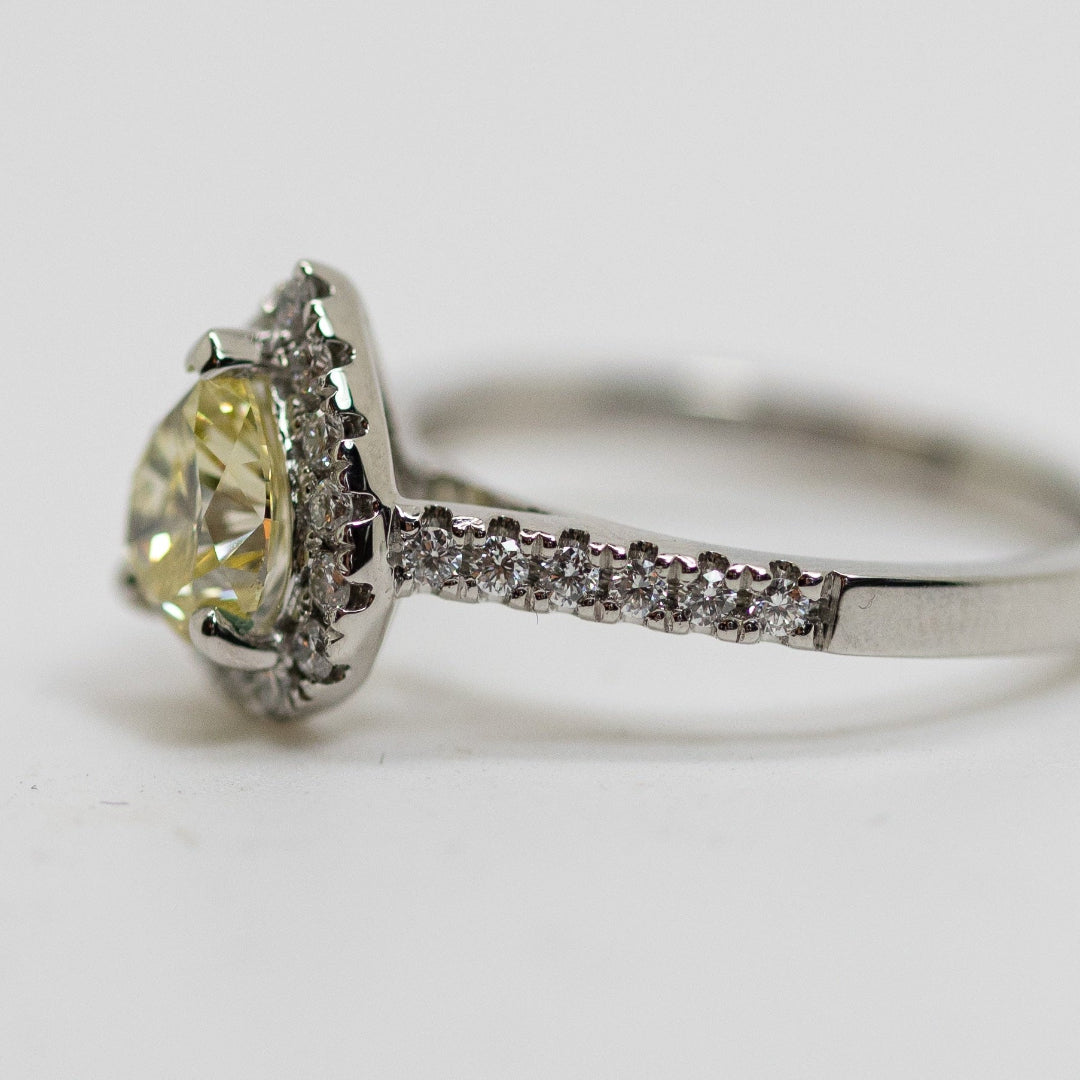 Pear Cut Yellow Diamond Cluster Ring