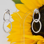 Diamond Double Oval Drop Earrings