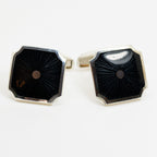 Silver Black & Grey Enamel Cufflinks