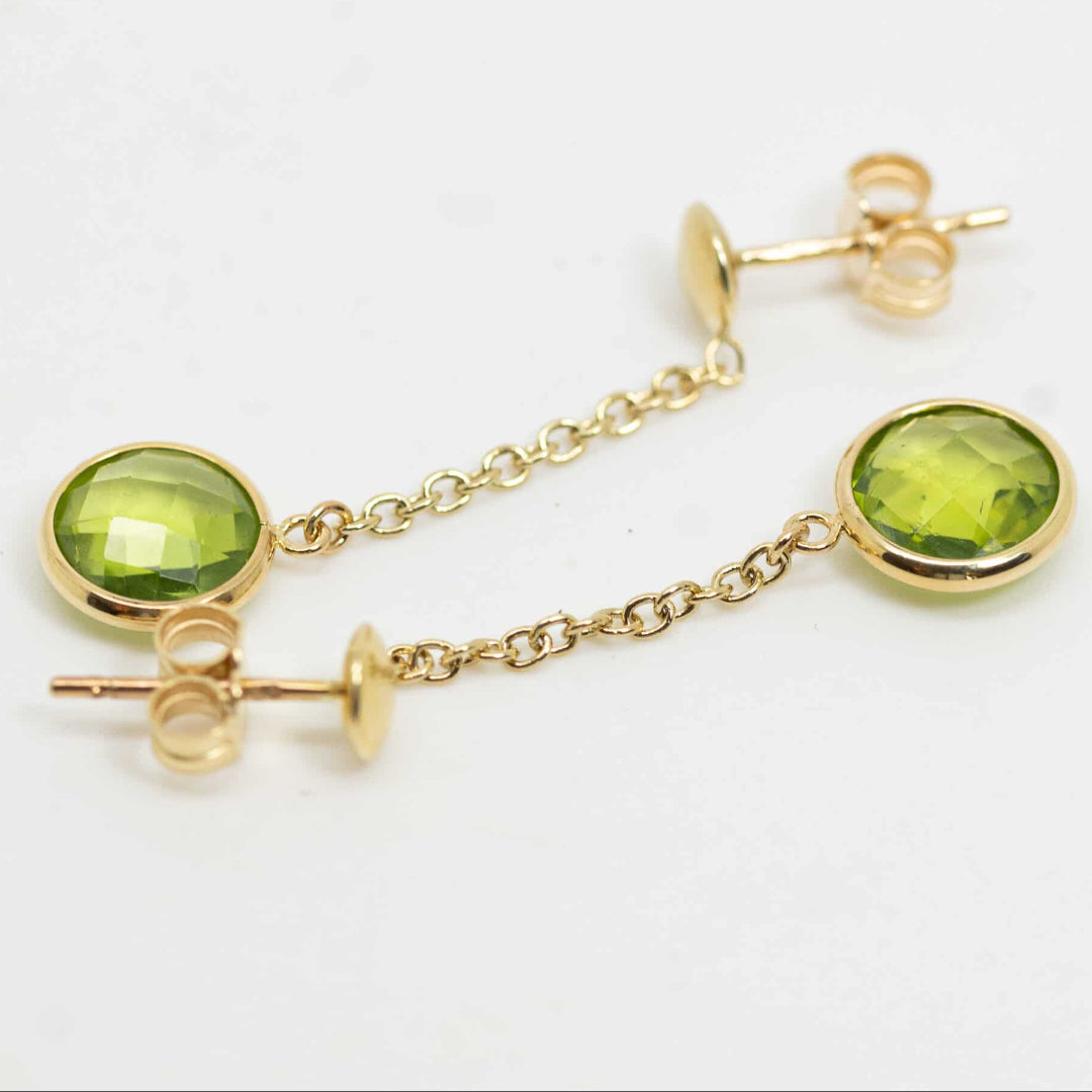 Briolette Cut Peridot Drop Earrings