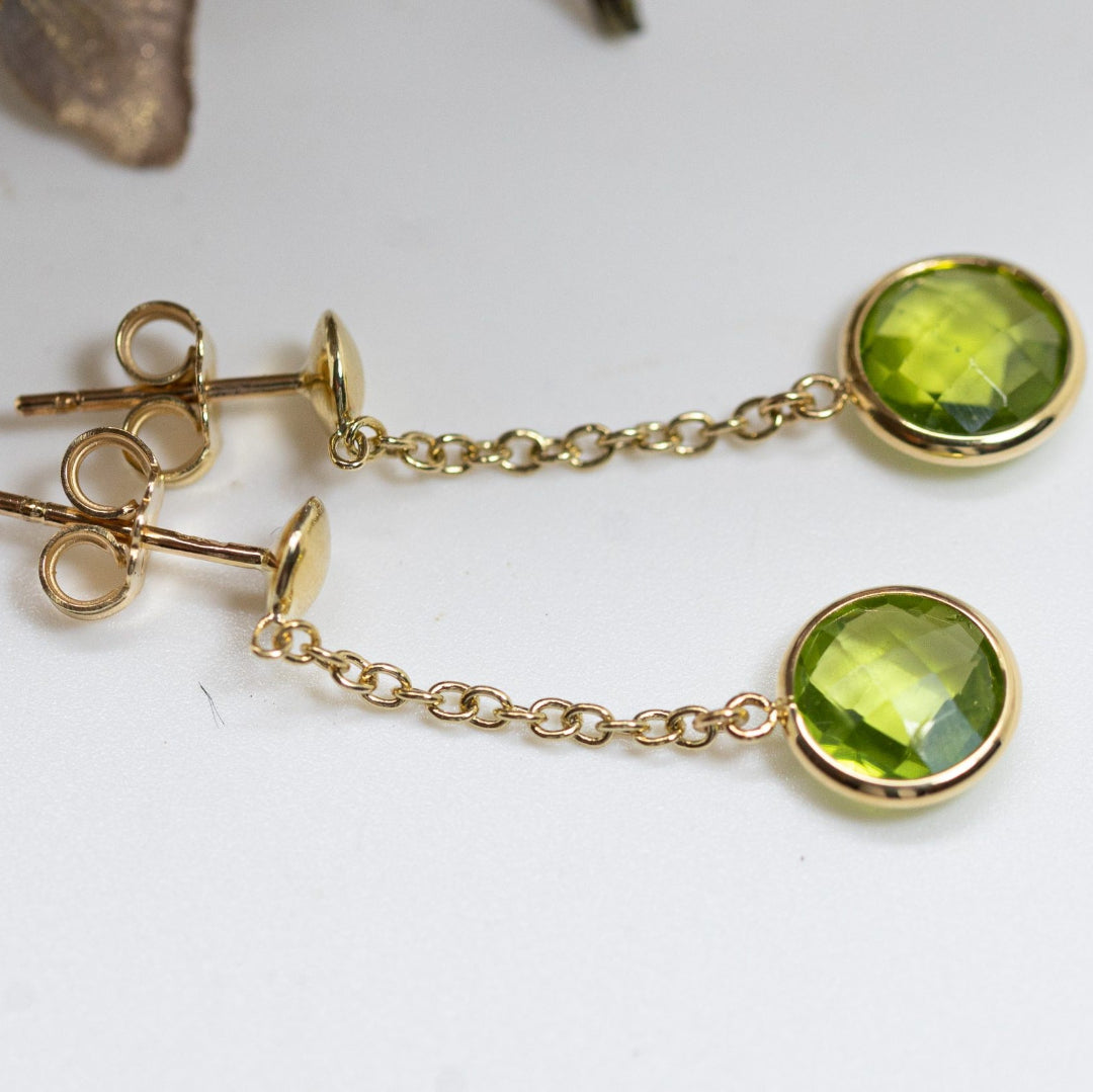 Briolette Cut Peridot Drop Earrings