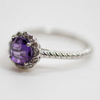 Vintage Style Amethyst & Diamond Halo Ring