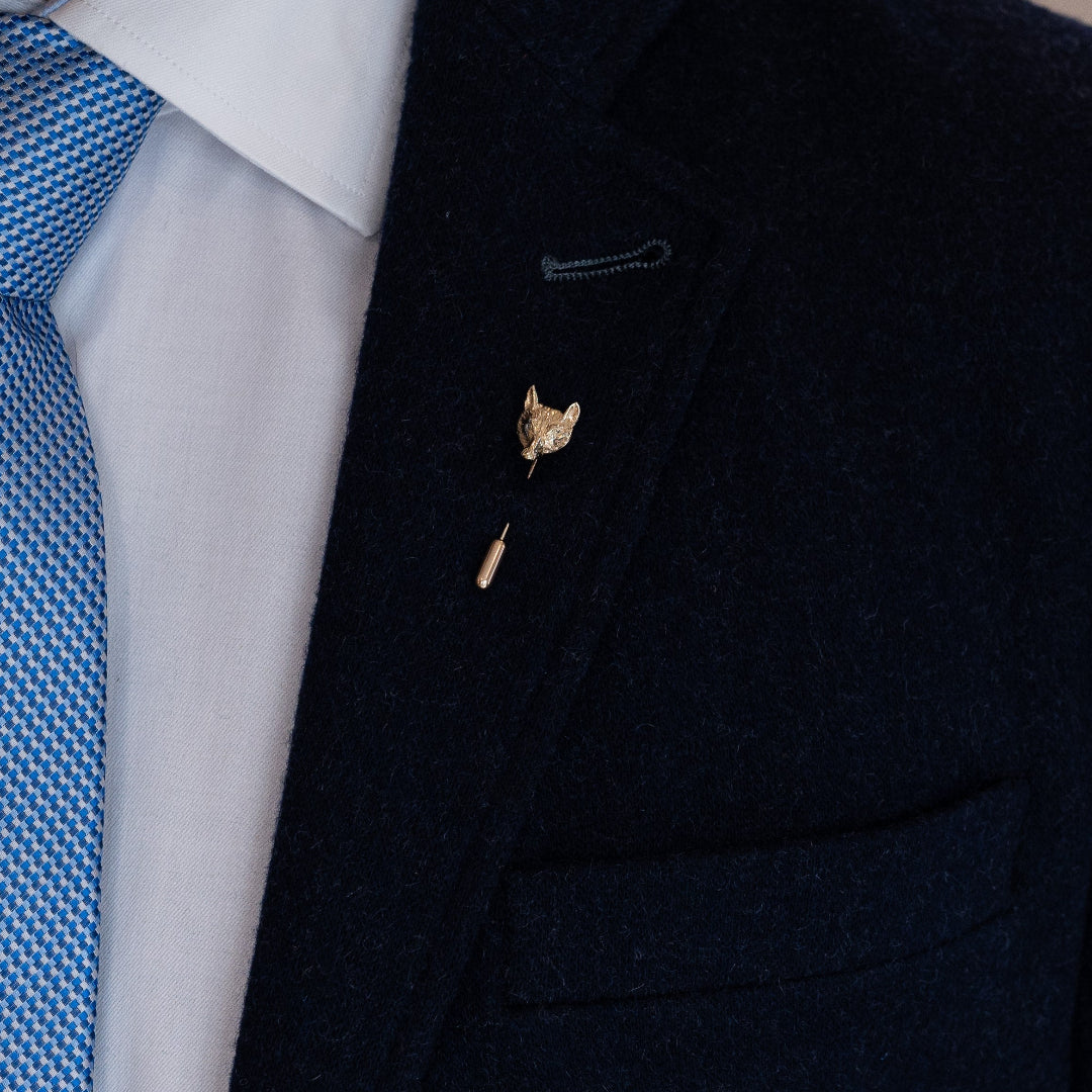 Solid 9ct Gold Fox Head Pin