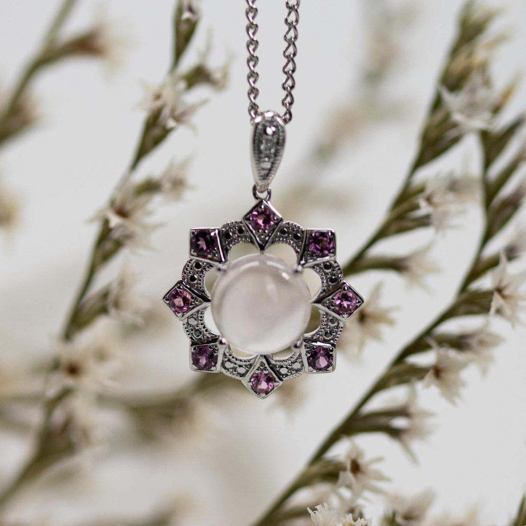 Rose Quartz, Pink Garnet & Tourmaline Pendant