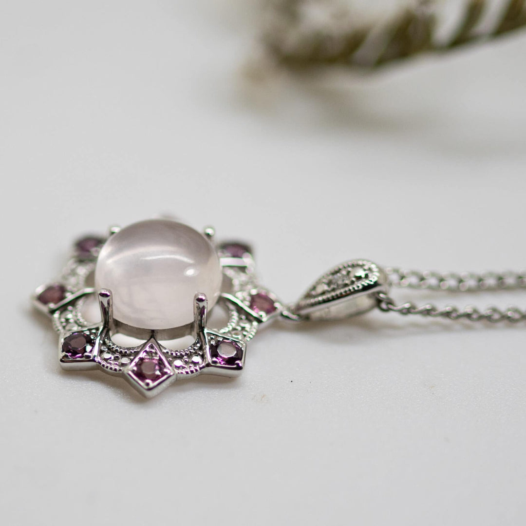 Rose Quartz, Pink Garnet & Tourmaline Pendant
