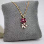 Ruby & Diamond Flower Pendant