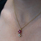 Ruby & Diamond Flower Pendant