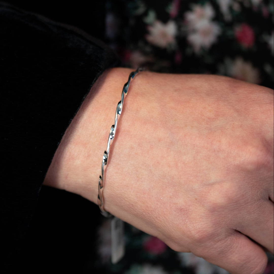 Twisted Silver Bangle