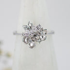 White Gold Flower & Butterfly Ring